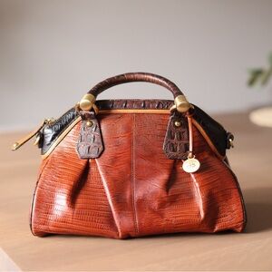 Brahmin Elegant Brown Leather  satchel Handbag